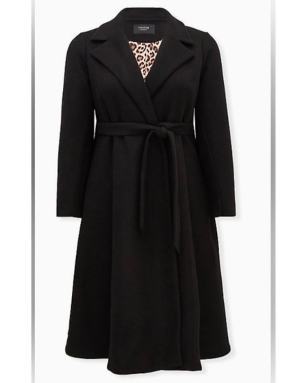 Torrid Black Long-Line Tie-Waist Dress Coat- Size 3